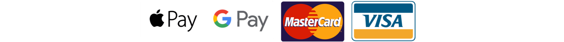 Métodos de pago aceptados: Visa, Mastercard, Apple Pay, Google Pay